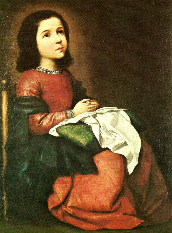 Francisco de Zurbaran girl virgin at prayer